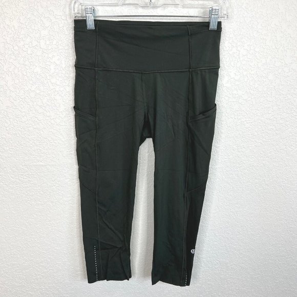 lululemon athletica Pants - Lululemon Fast Free Crop II Nulux Green Leggings Size 6 Workout Athletic Gym Run